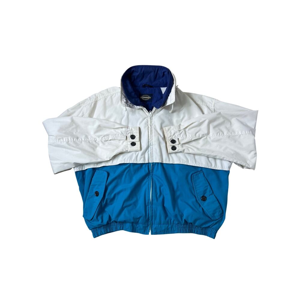 Vintage 80s-90s Towncfraft White & Teal Jacket Cropped Fit